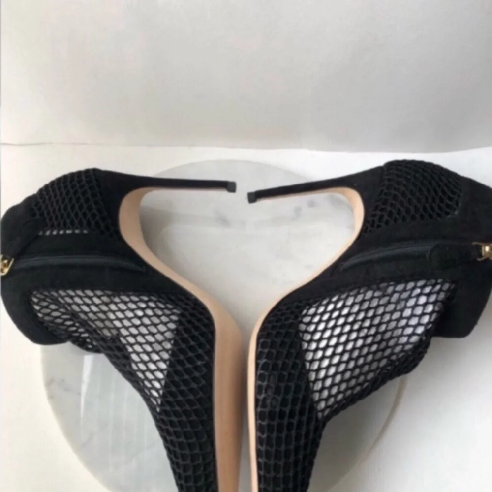 NEW BRIAN ATWOOD Black Mesh Ankle Boots